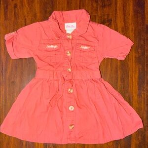 Little Lass Coral Button-Up Dress